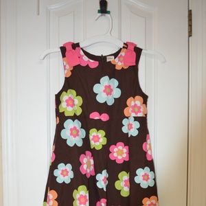 Girls Dress, size 12, brown with flowers